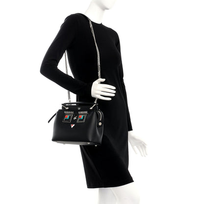 Fendi Vitello Baltico Hypnoteyes Studded Small Dotcom Click Chain Satchel Black 2 of 10