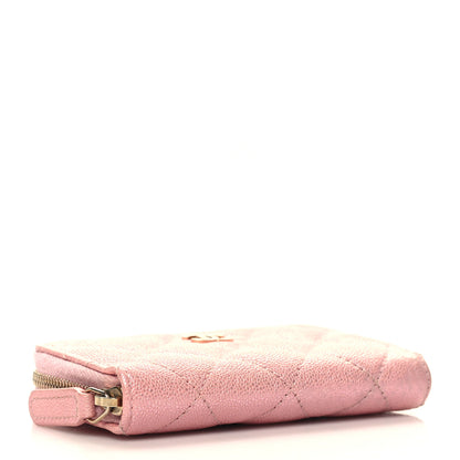 Chanel Iridescent Caviar Quilted Zip Coin Purse Pink 5 of 9