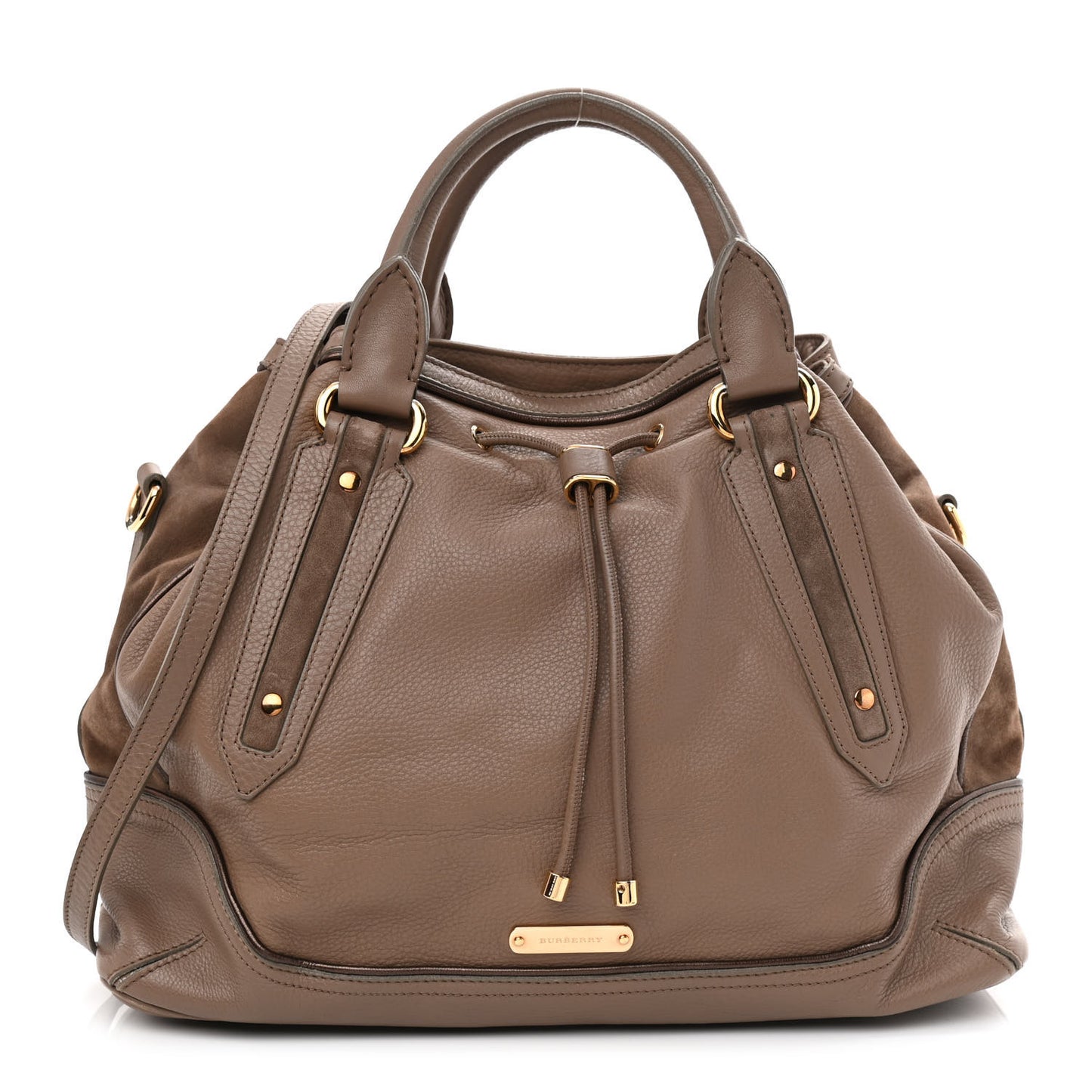 Calfskin Suede Earlsburn Mixed Media Tote Mole Grey