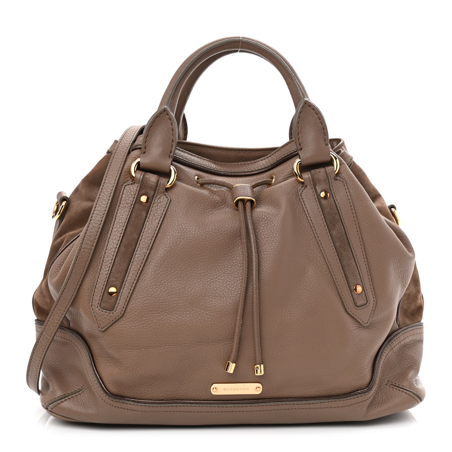 Burberry Calfskin Suede Earlsburn Mixed Media Tote Mole Grey 1 of 14