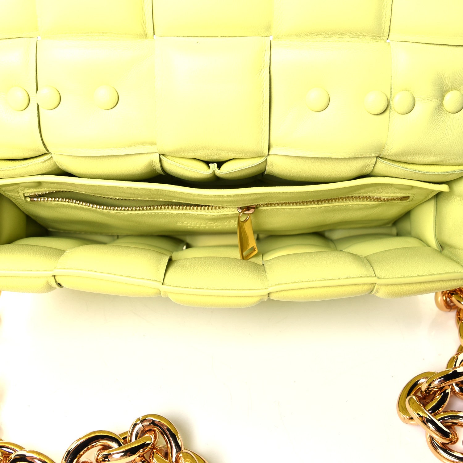 Bottega Veneta Lambskin Maxi Intreccio Padded Chain Cassette Crossbody Bag Kiwi 4 of 4