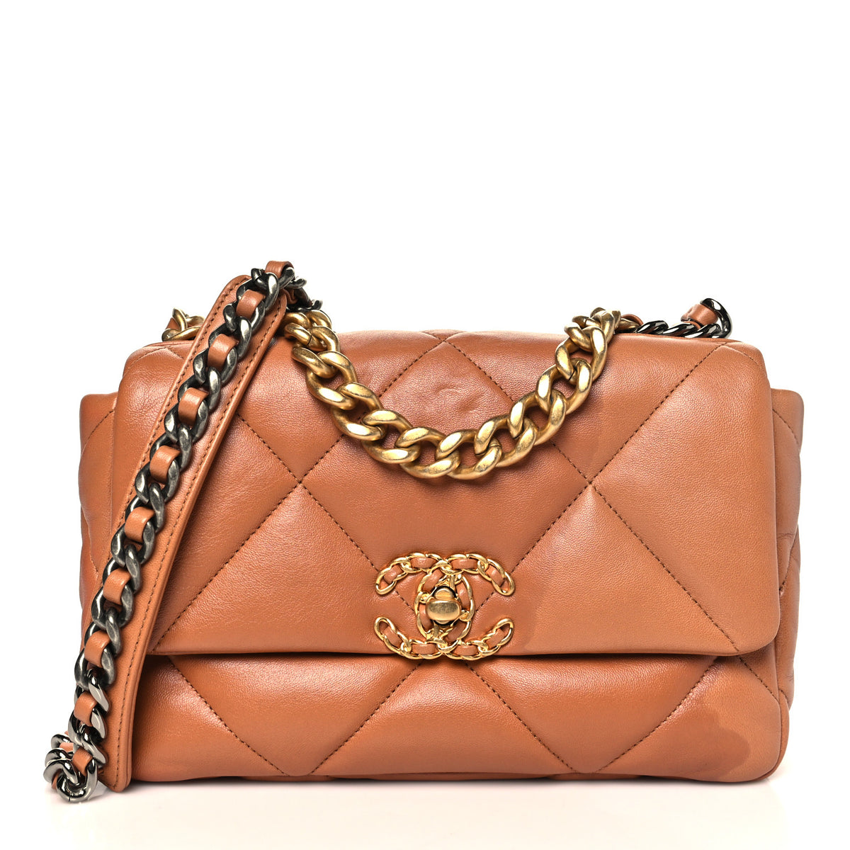 Chanel Lambskin Quilted Medium Chanel 19 Flap Brown 1 of 14