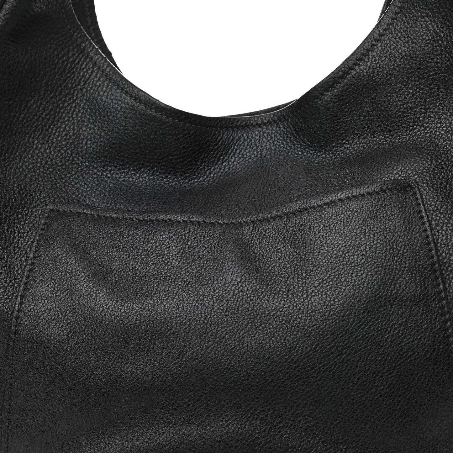 Vitello Daino Medium Pocket Hobo Bag Black