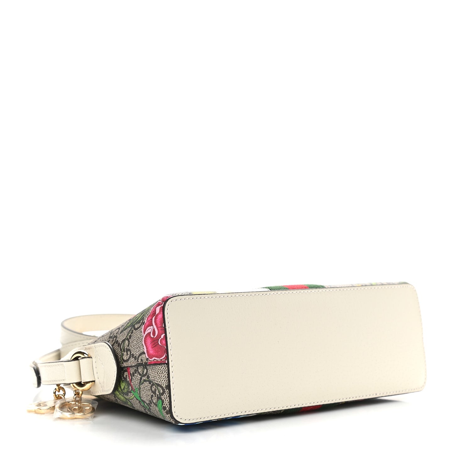 GG Supreme Monogram Flora Web GG Small Ophidia Dome Shoulder Bag White