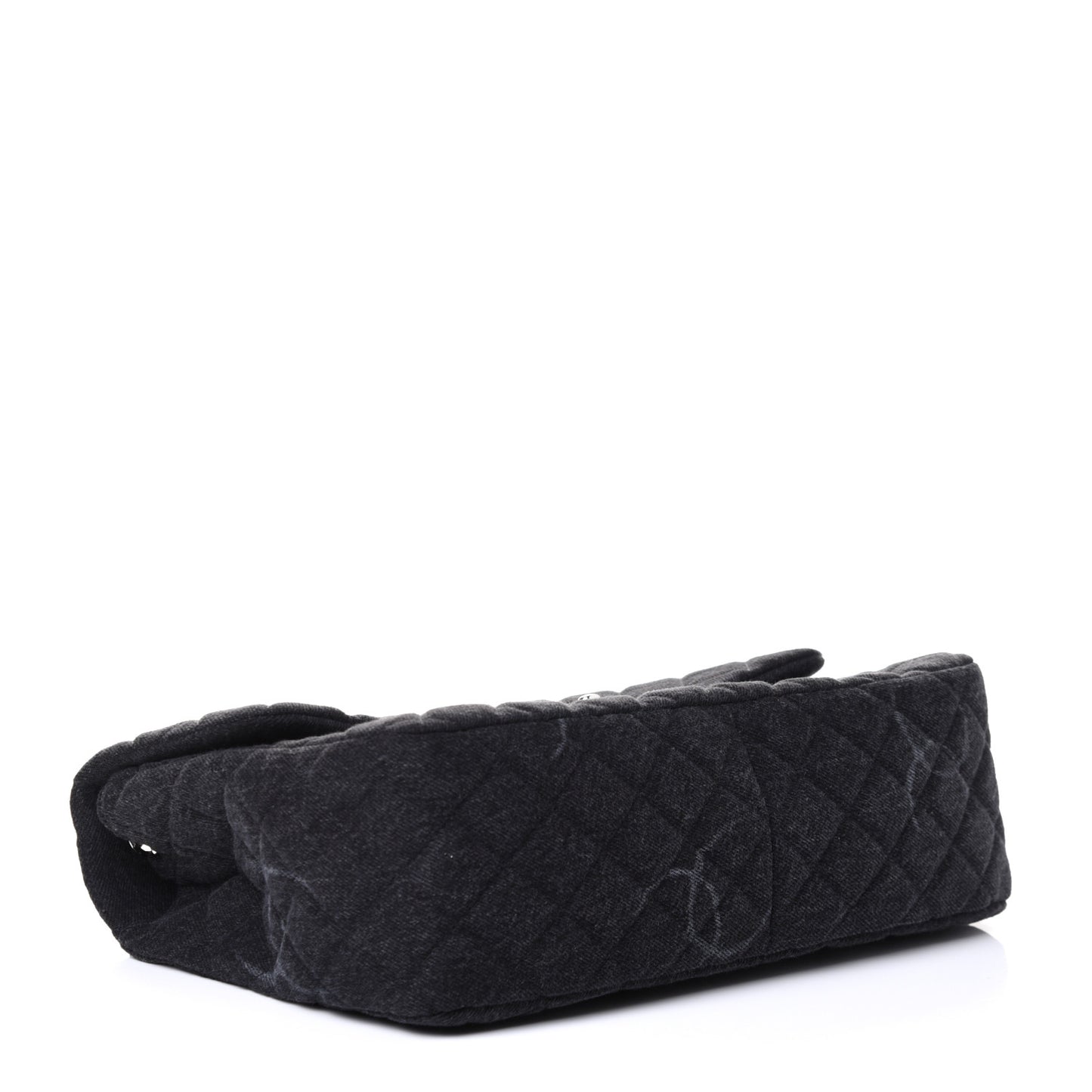 Denim Quilted CC Print Jumbo Single Flap Black
