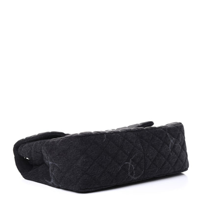 Chanel Denim Quilted CC Print Jumbo Single Flap Black 3 of 5