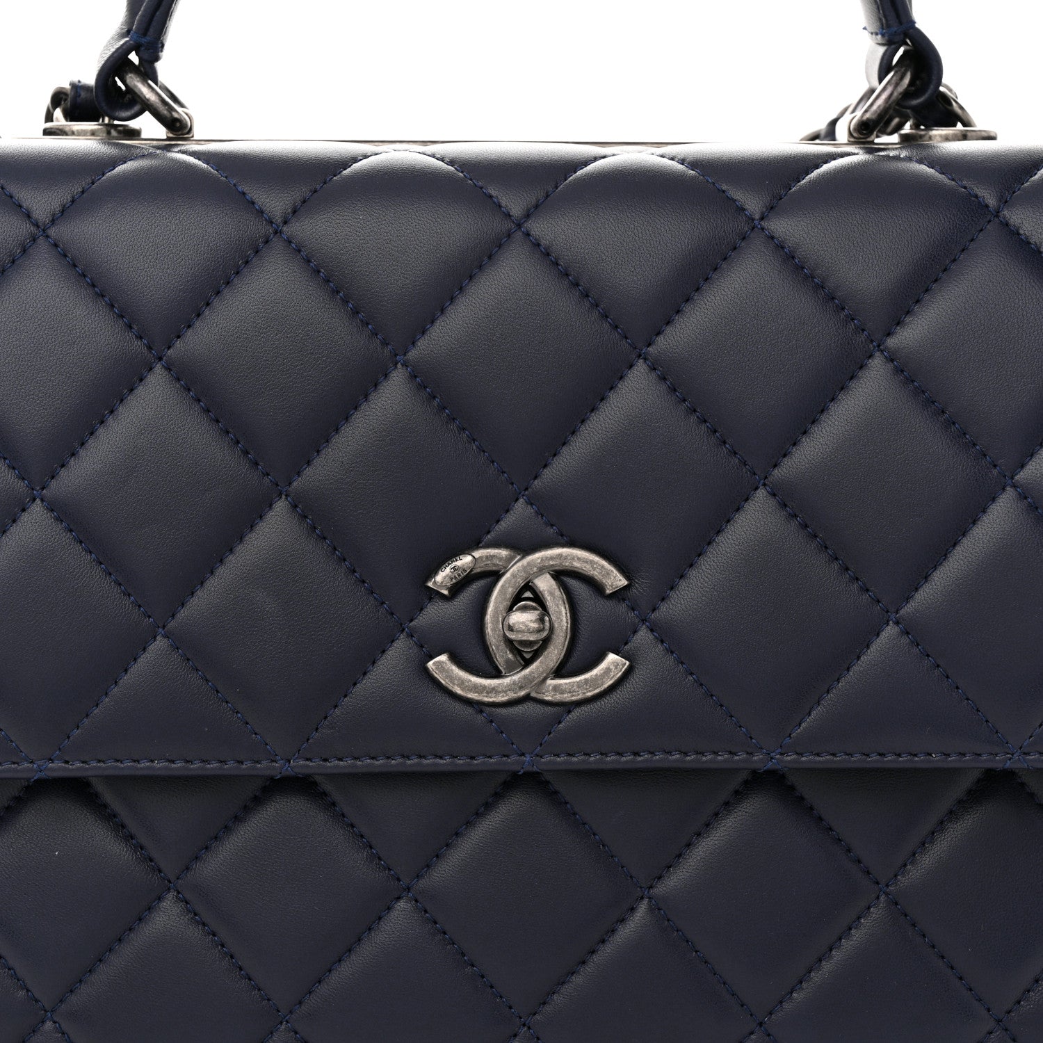 Chanel Lambskin Quilted Large Trendy CC Flap Dual Handle Bag Navy Blue 9 of 11