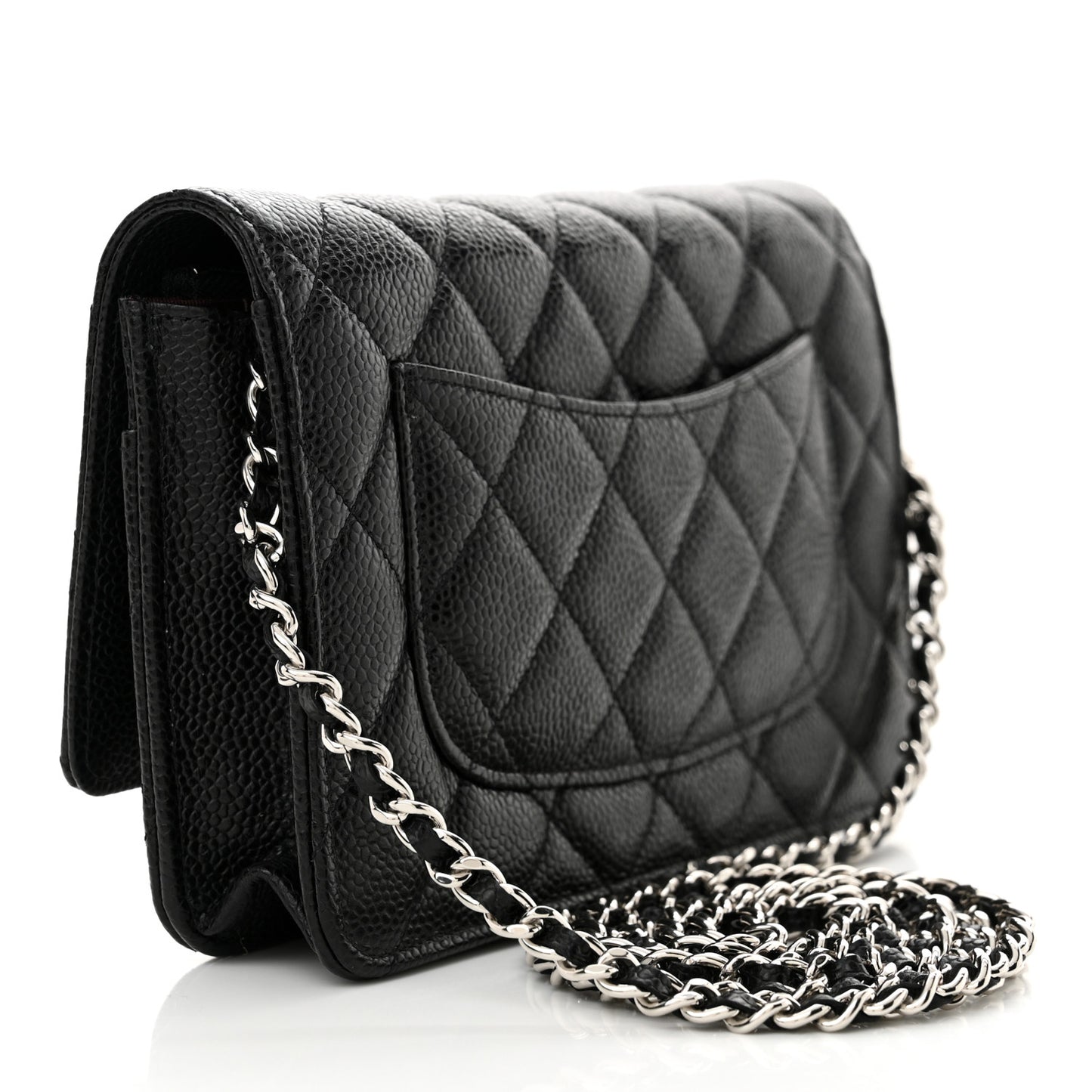 Caviar Quilted Wallet on Chain WOC Black