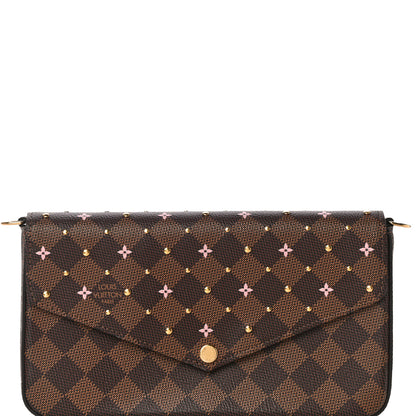 Louis Vuitton Damier Ebene Studded Pochette Felicie Chain Wallet 9 of 10