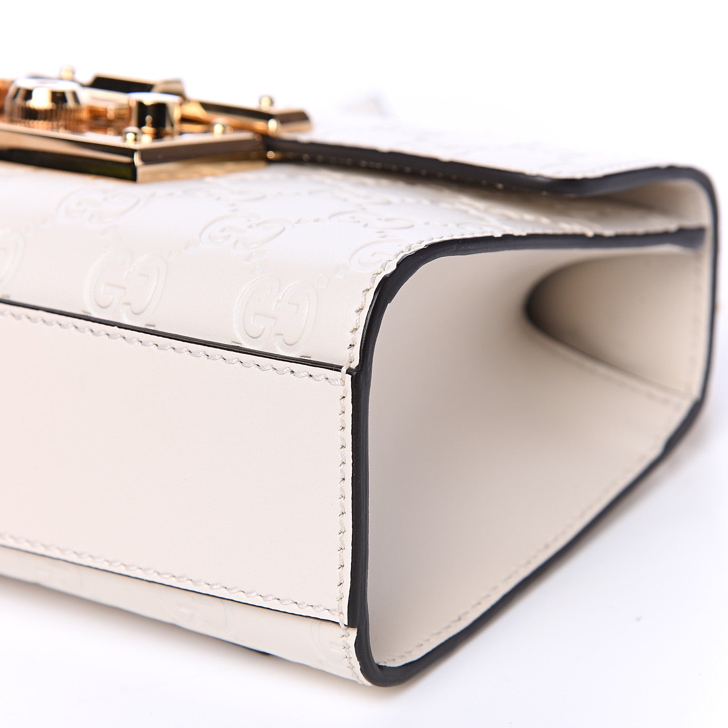 Gucci Guccissima Small Padlock Shoulder Bag White 8 of 10