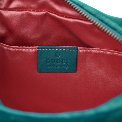 Gucci Velvet Matelasse Small GG Marmont Chain Shoulder Bag Pavone Cyan 8 of 9