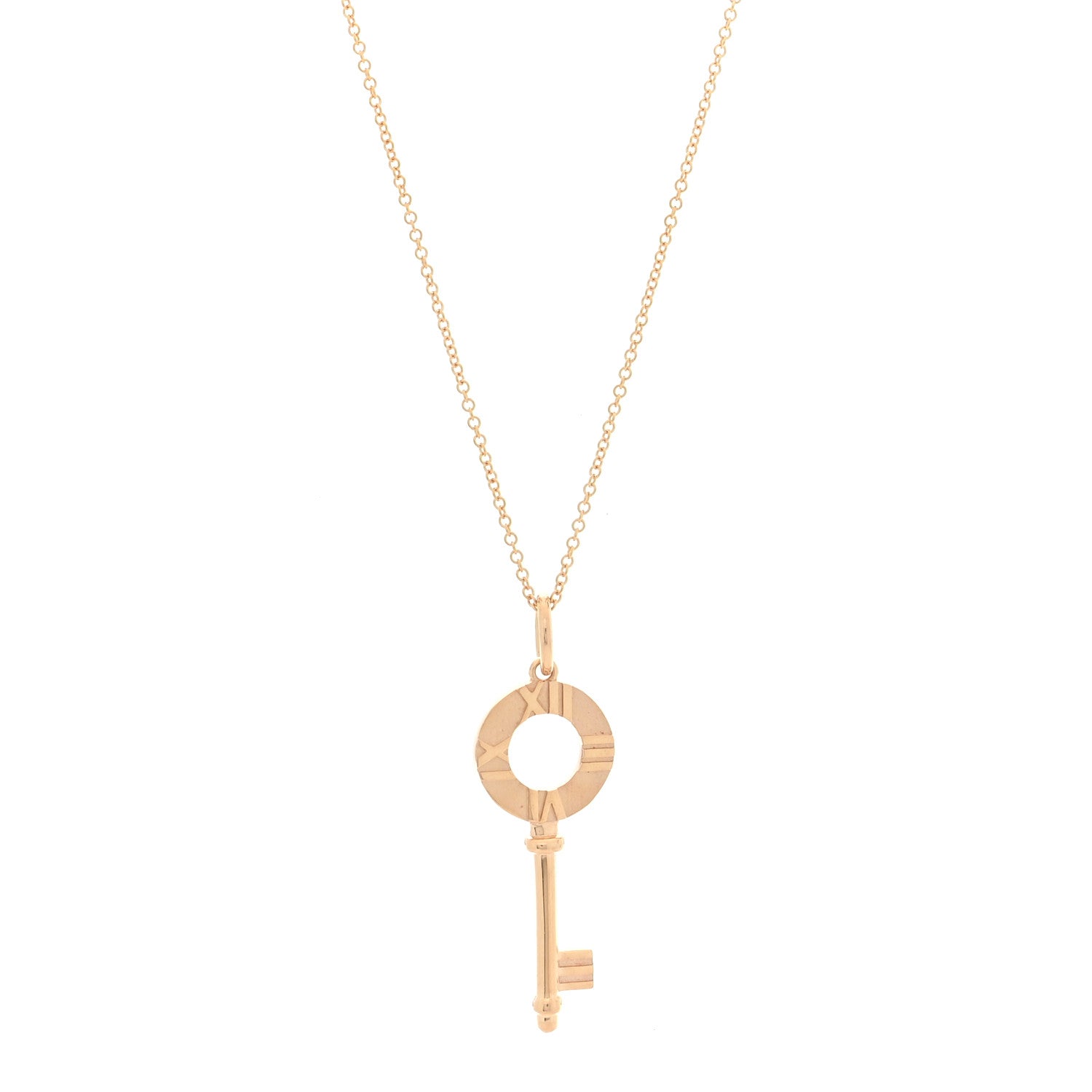 Tiffany 18K Rose Gold Atlas Key Pendant Necklace 1 of 5