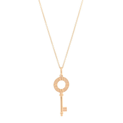 Tiffany 18K Rose Gold Atlas Key Pendant Necklace 1 of 5