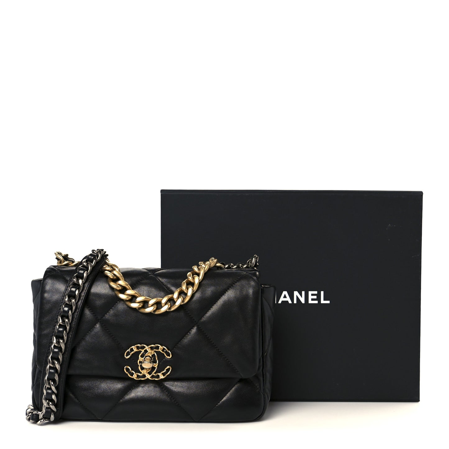Lambskin Quilted Medium Chanel 19 Flap Black