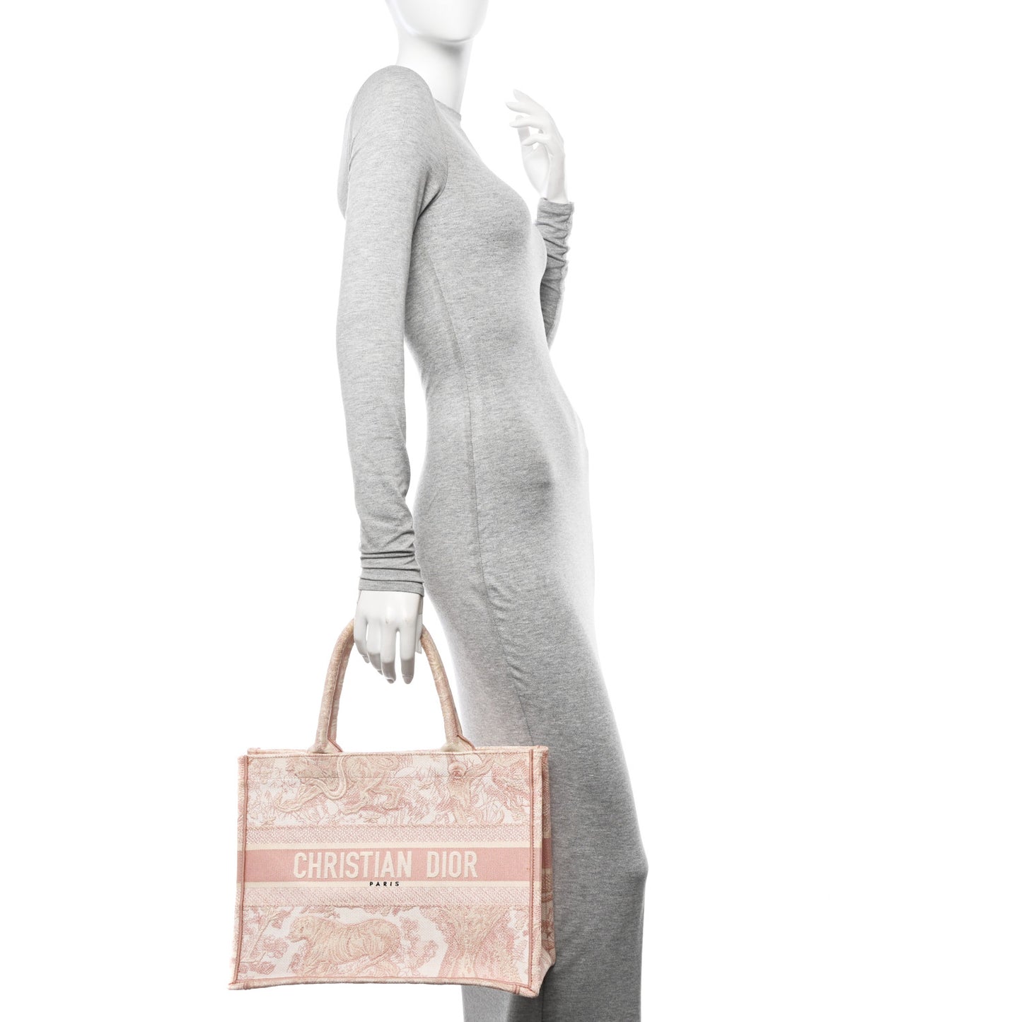 Canvas Embroidered Medium Dioriviera Toile De Jouy Book Tote Rose