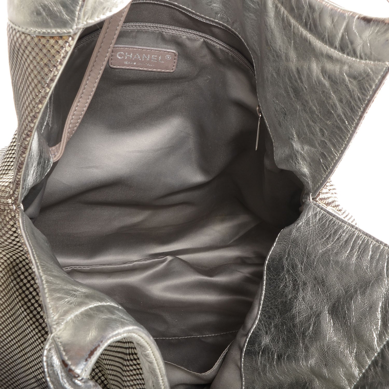 Chanel Metallic Perforated Lambskin Hollywood Hobo Silver 5 of 7