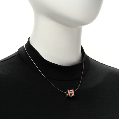 Hermes Palladium Mini Pop H Pendant Necklace Bubble Gum 2 of 7