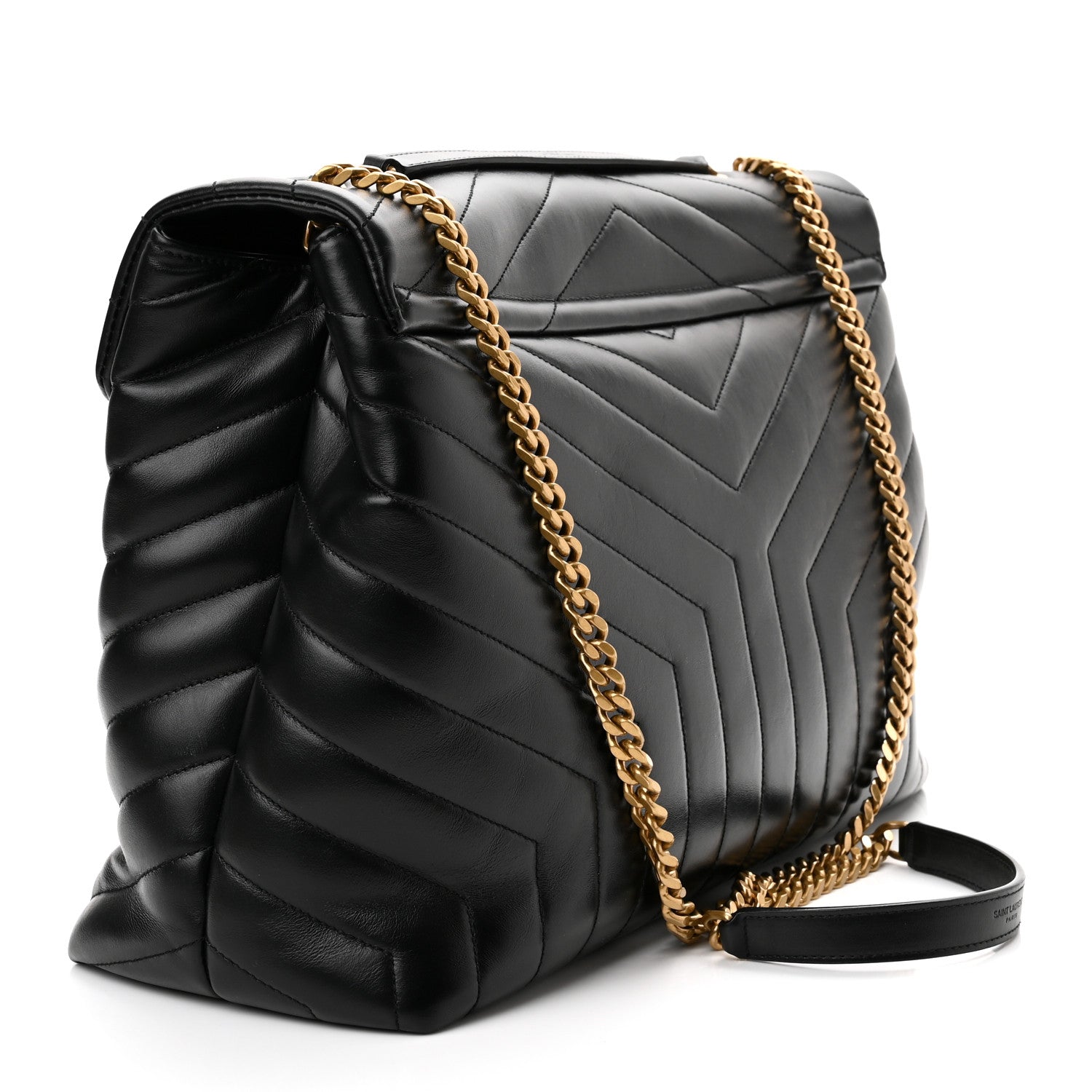 Saint Laurent Calfskin Y Quilted Monogram Large Loulou Chain Satchel Black 3 of 10