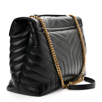 Saint Laurent Calfskin Y Quilted Monogram Large Loulou Chain Satchel Black 3 of 10