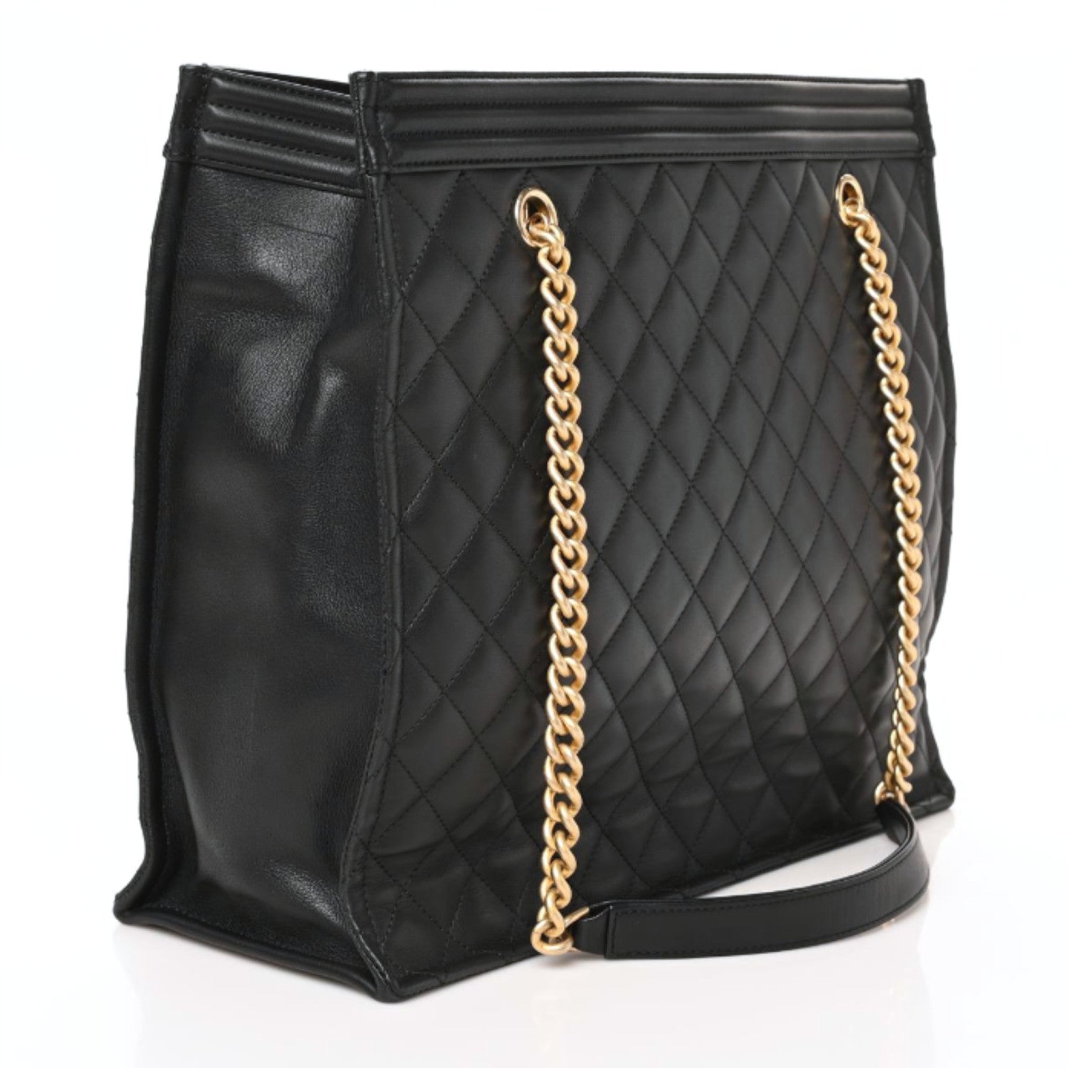 Chanel Calfskin Quilted Large Boy Tote Black 2 of 8