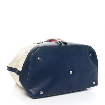 Gucci Canvas Web Bucket Bag White Navy 4 of 11