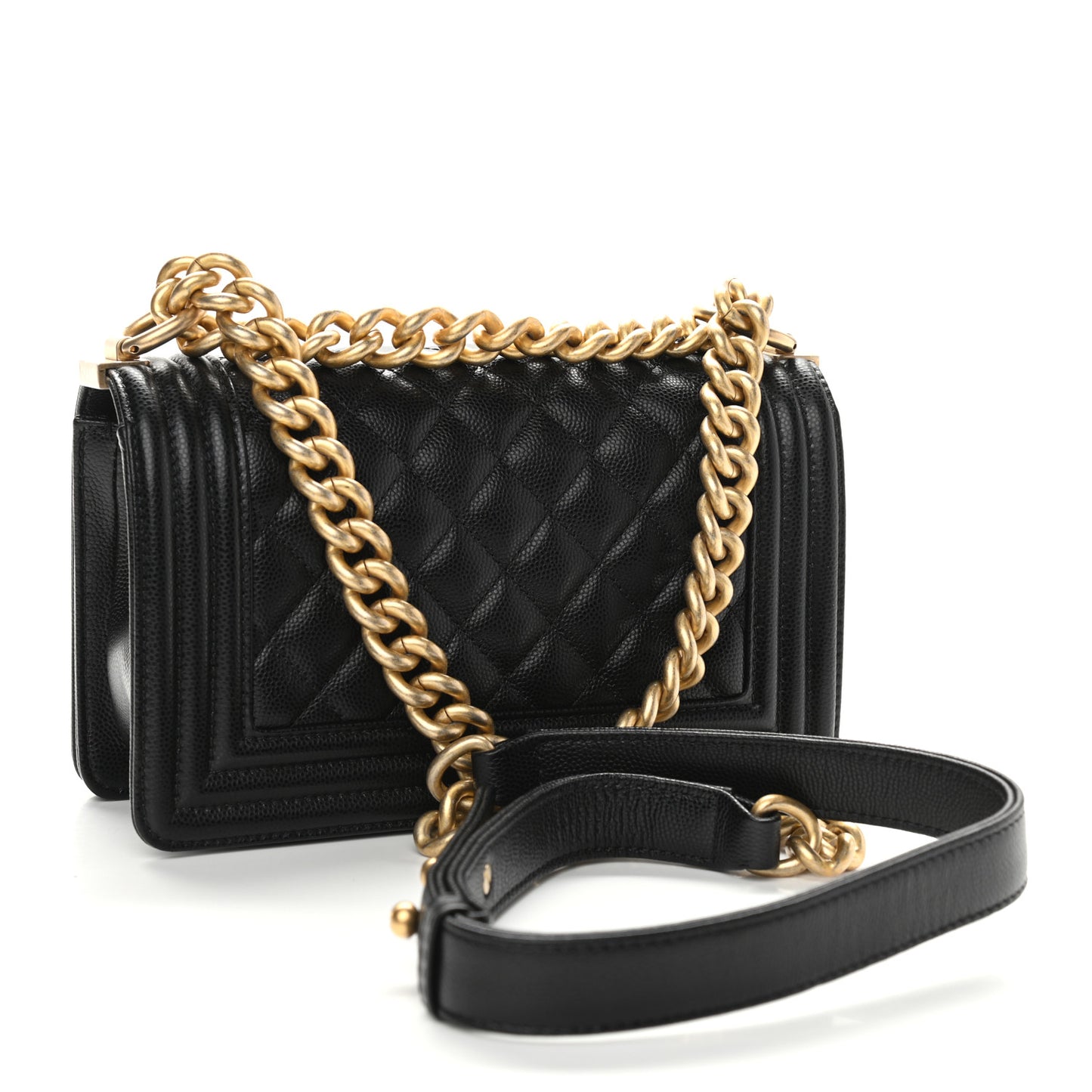 Caviar Quilted Small Boy Flap Black