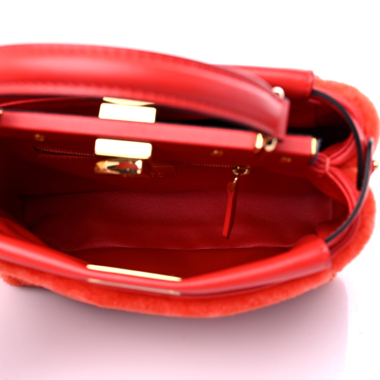 Shearling Nappa Macro FF 1974 Mini Peekaboo Iconic Satchel Tulipano Georgia Poppy
