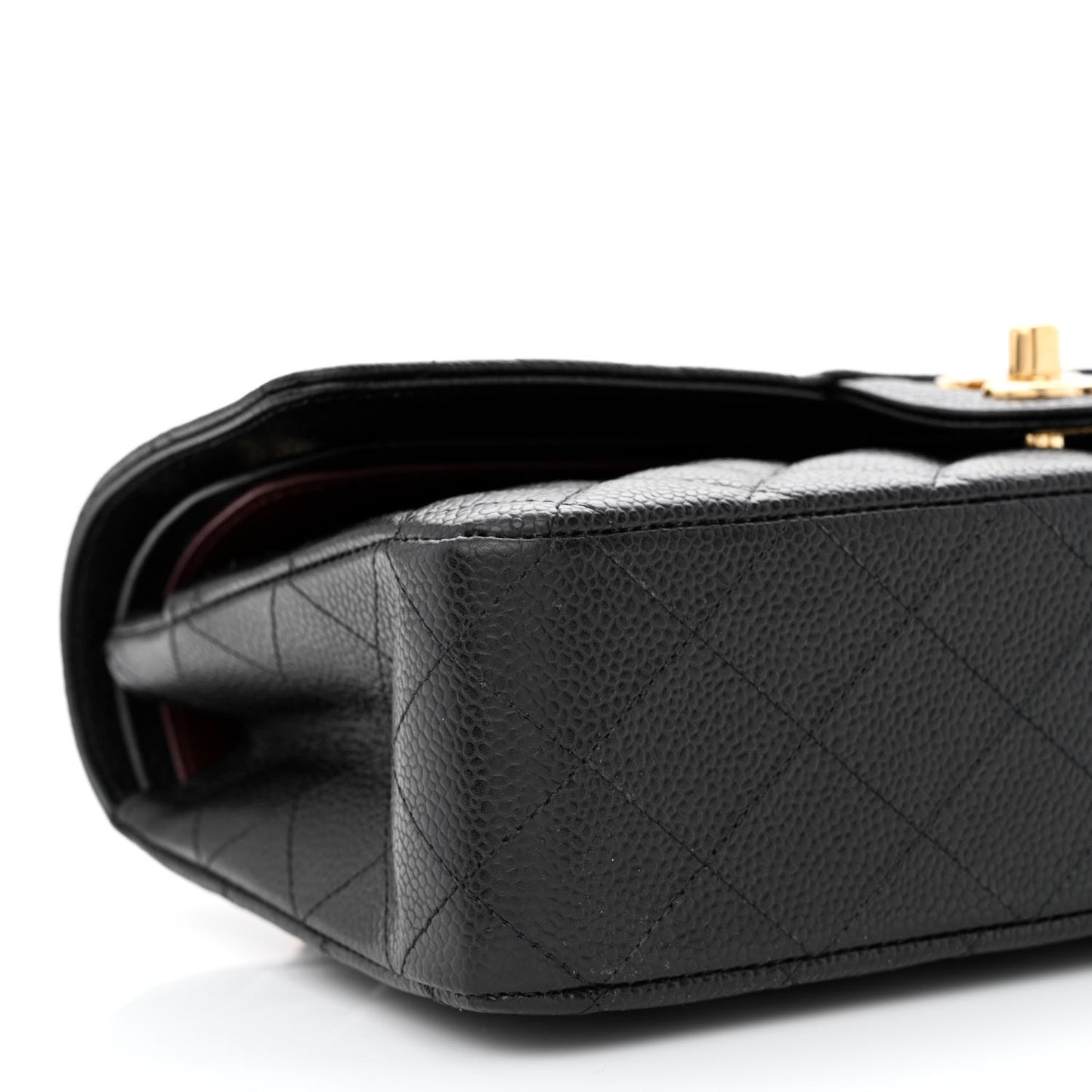 Caviar Quilted Medium Double Flap Black