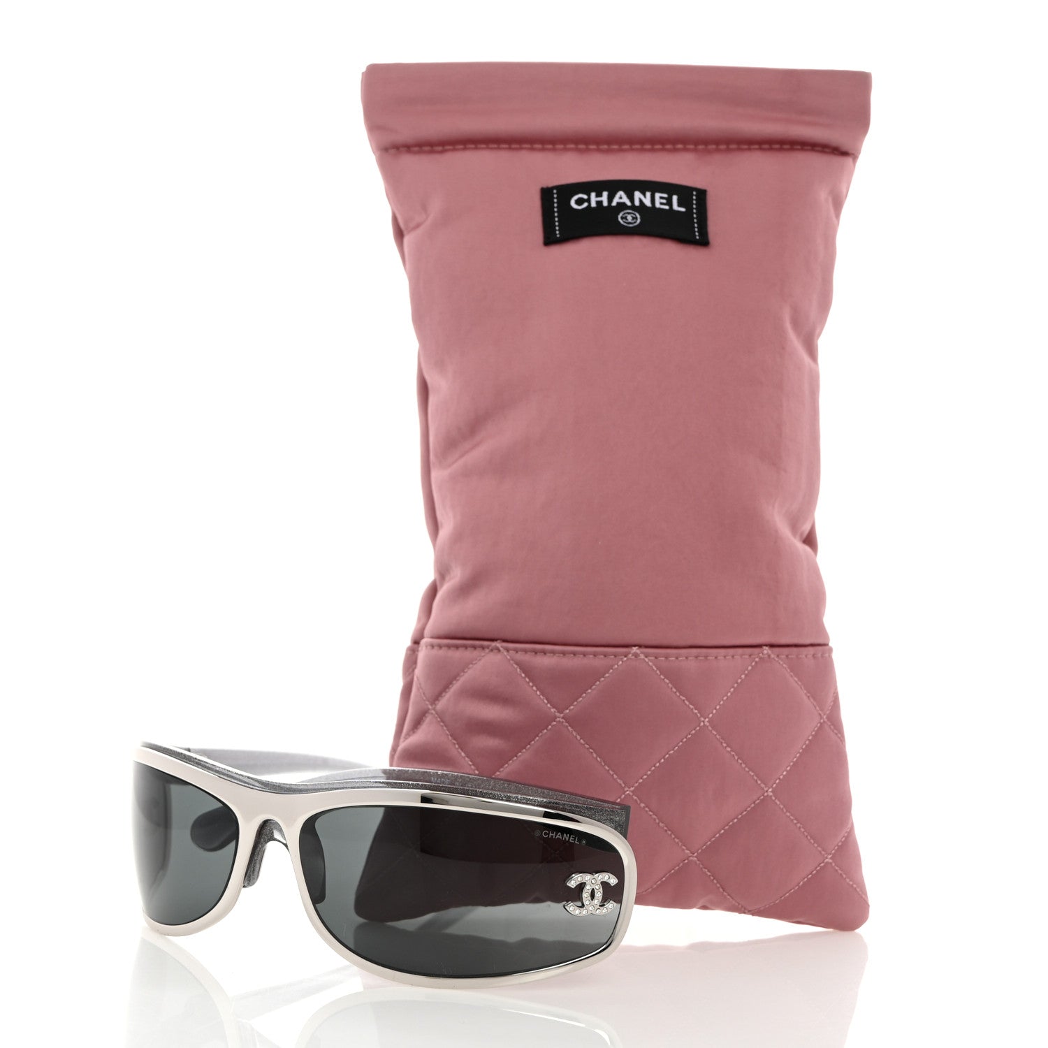 Chanel Shield Crystal CC Sunglasses S4614 Silver 8 of 8