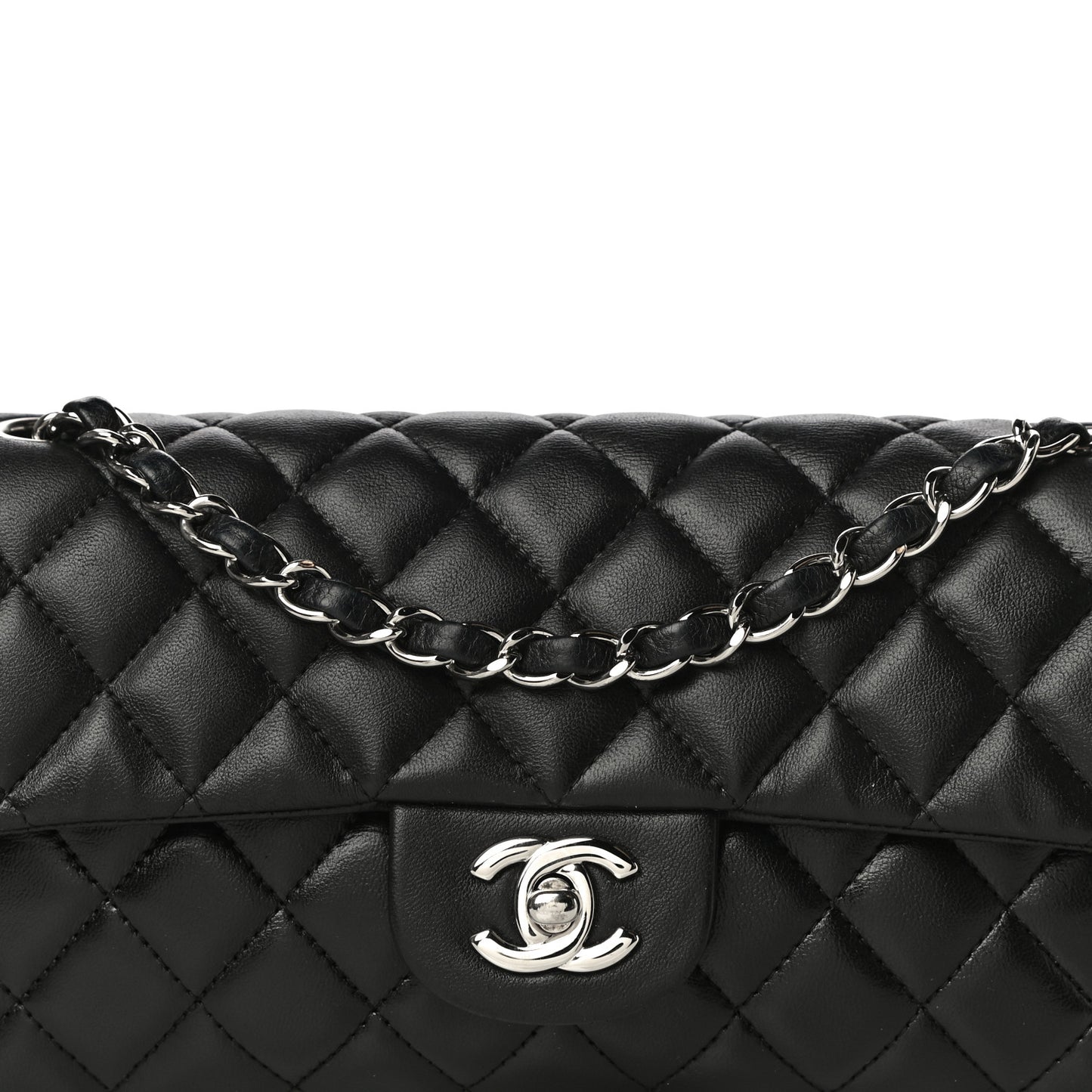 Lambskin Quilted East West Flap Black