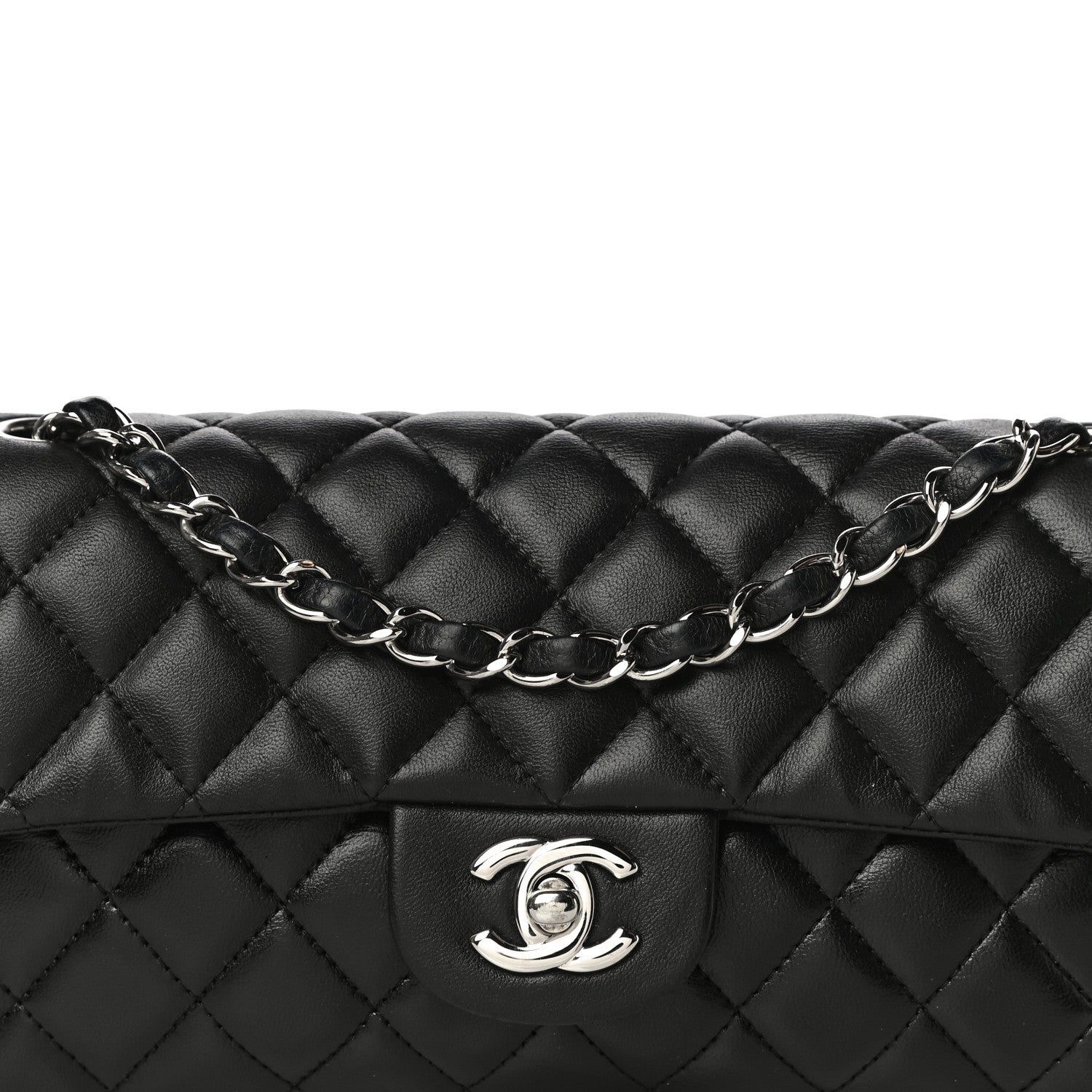 Chanel Lambskin Quilted East West Flap Black 8 of 13