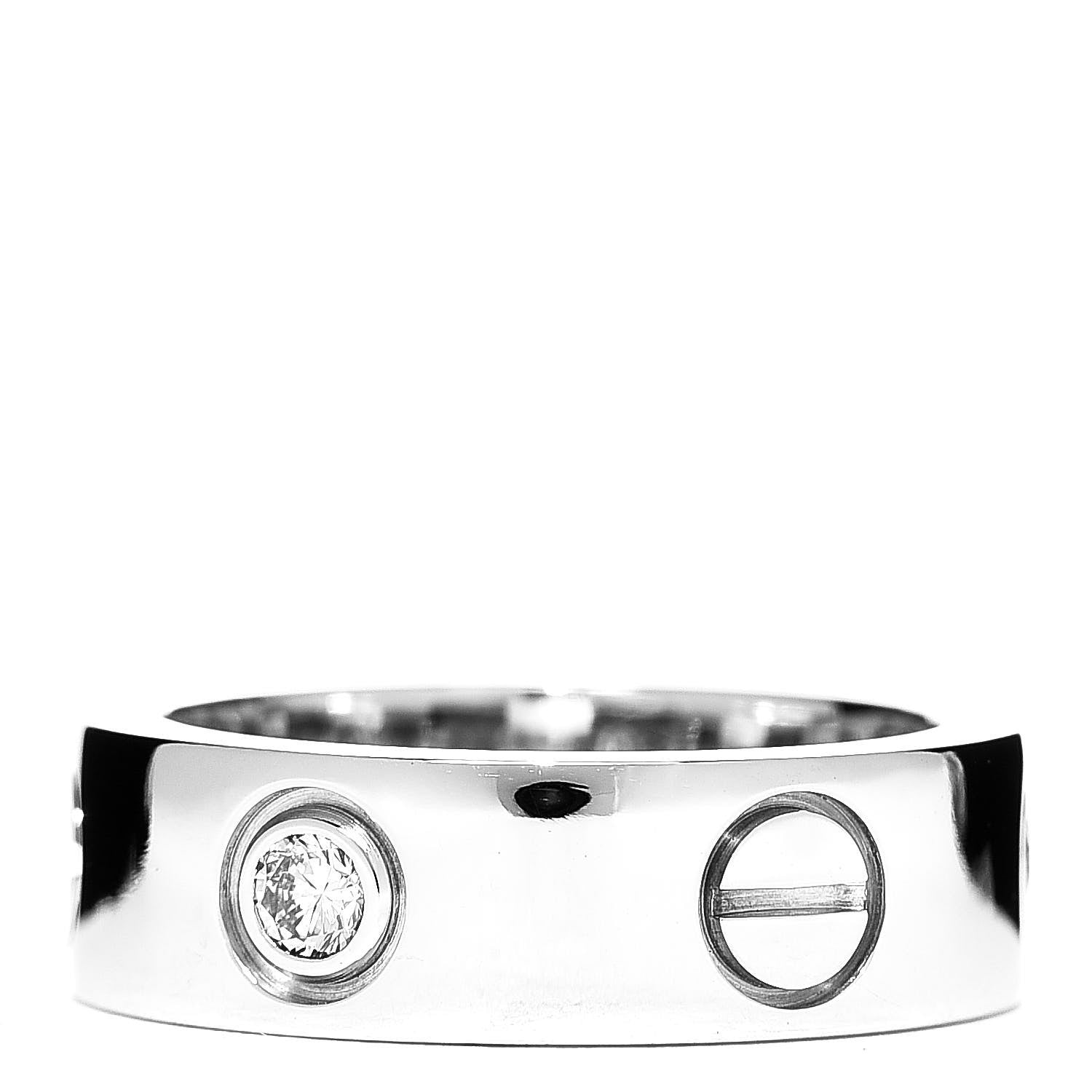 Cartier 18K White Gold 3 Diamond 5.5mm LOVE Ring 46 3.75 3 of 6