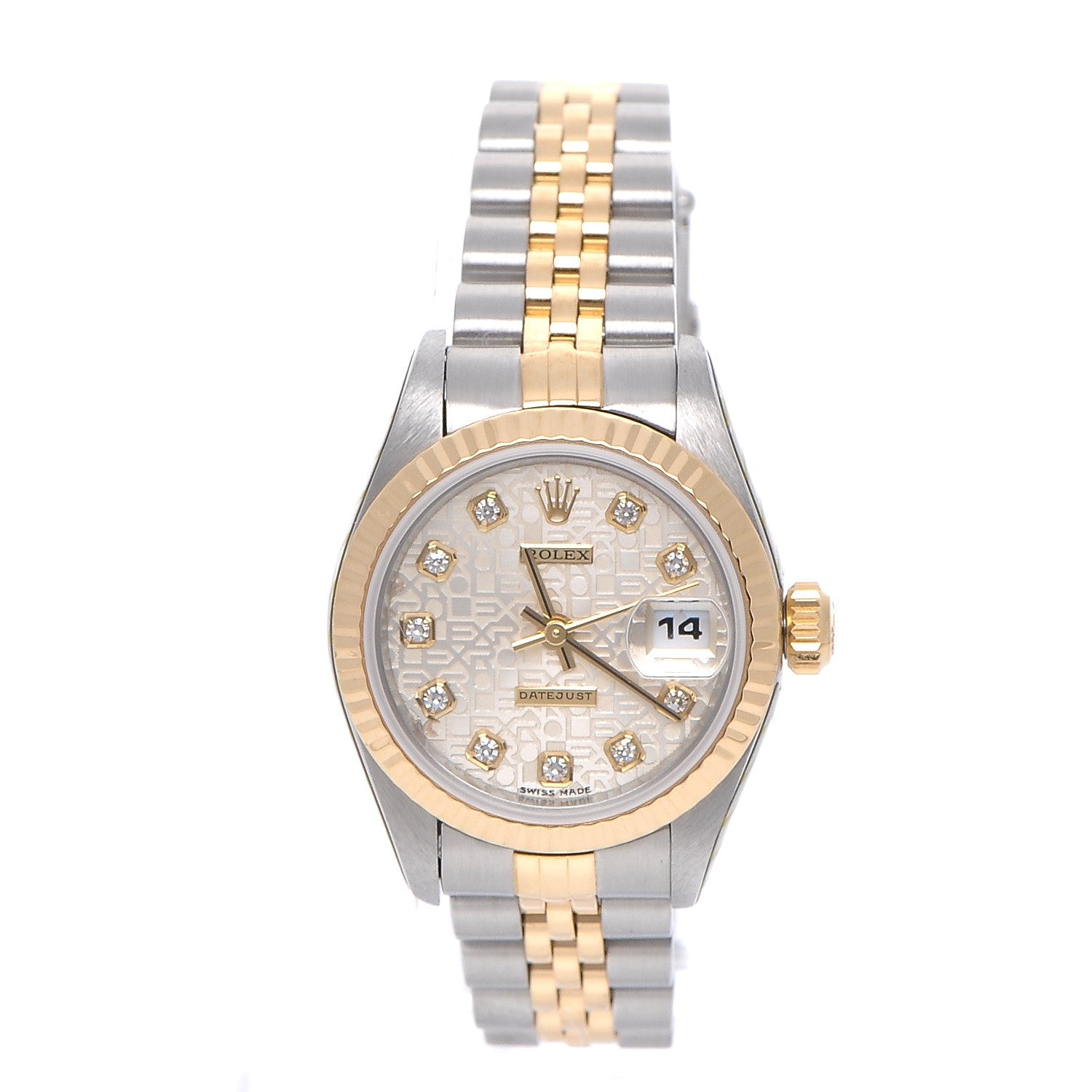 Rolex Stainless Steel 18K Yellow Gold Diamond 26mm Oyster Perpetual Datejust Watch Silver Jubilee 69173 1 of 7