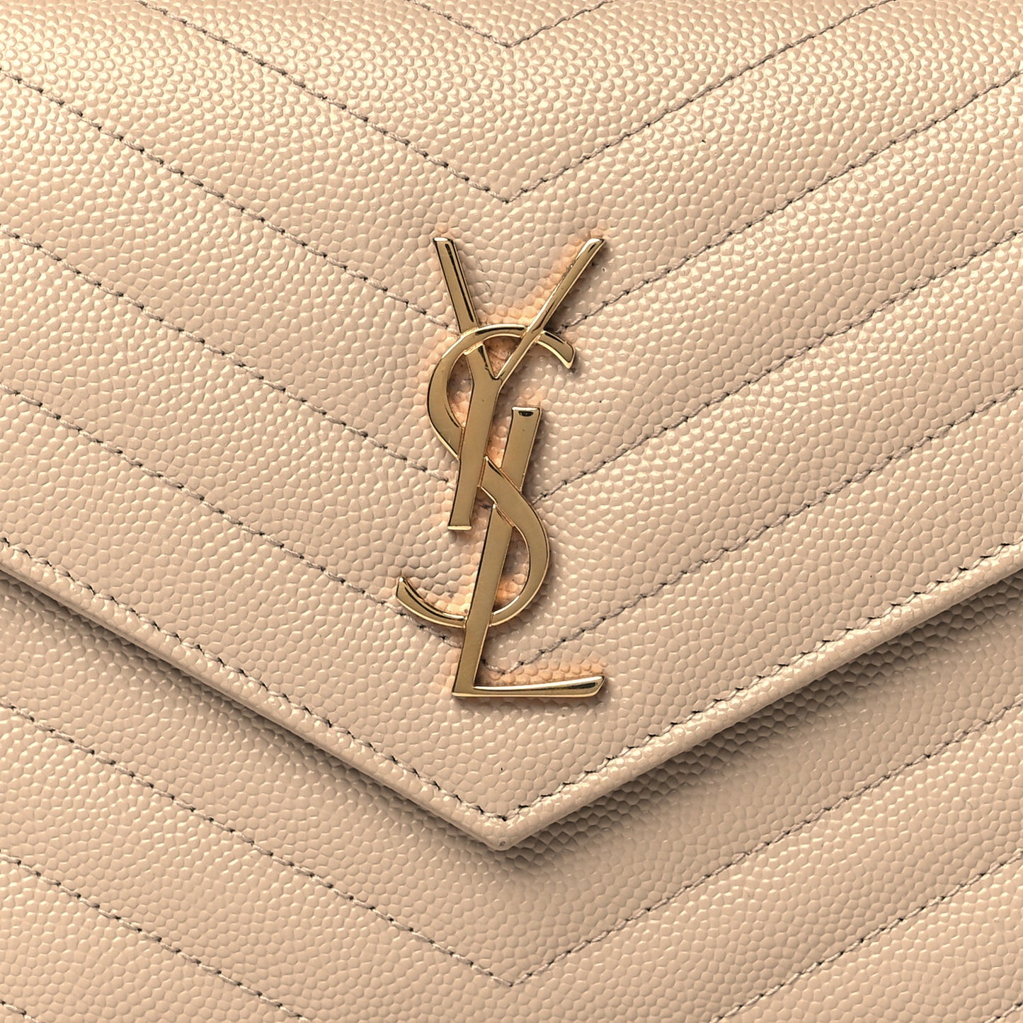 Grain De Poudre Matelasse Chevron Monogram Envelope Chain Wallet Taupe