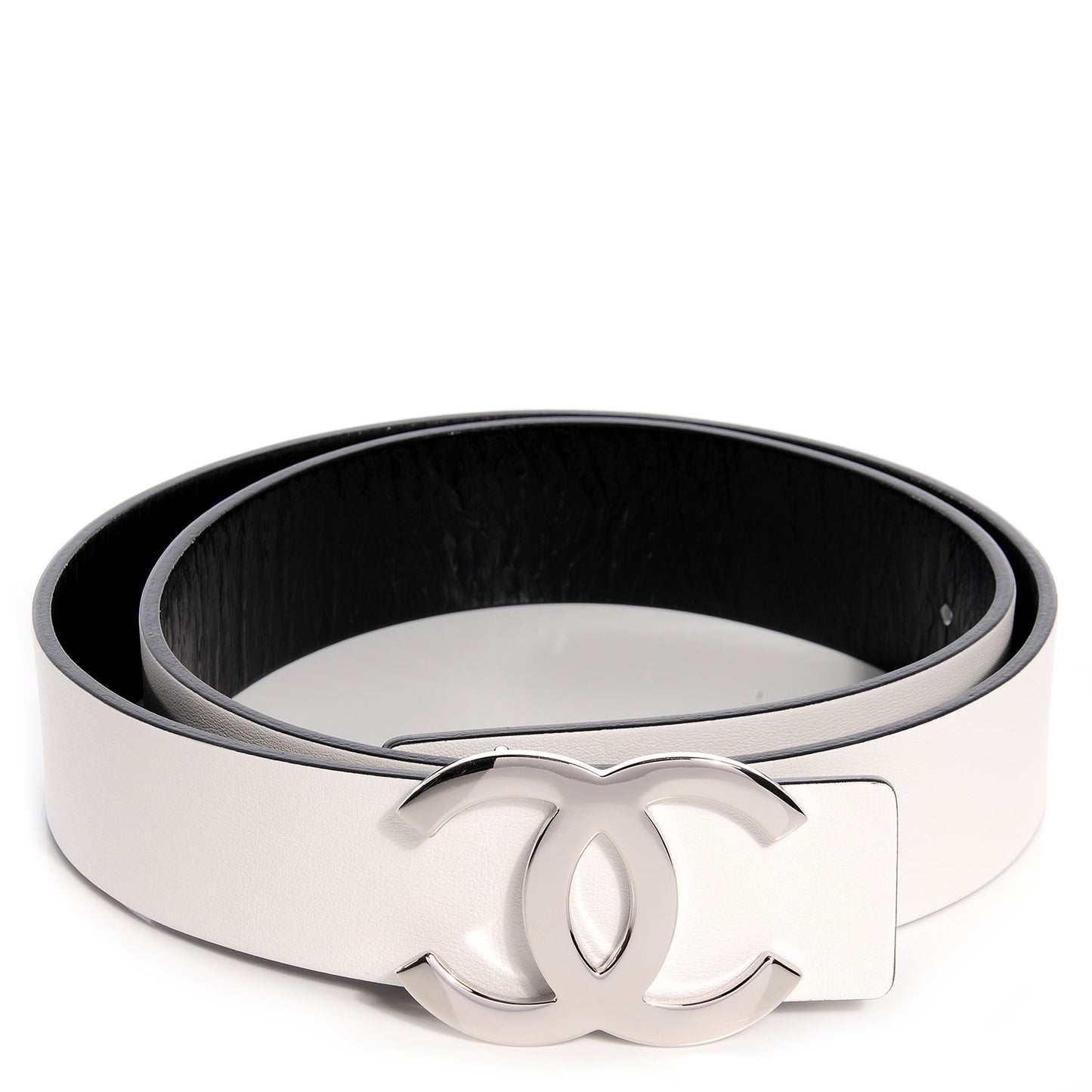 Reversible Leather CC Logo Belt 80 White Black