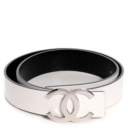 Chanel Reversible Leather CC Logo Belt 80 White Black 1 of 6