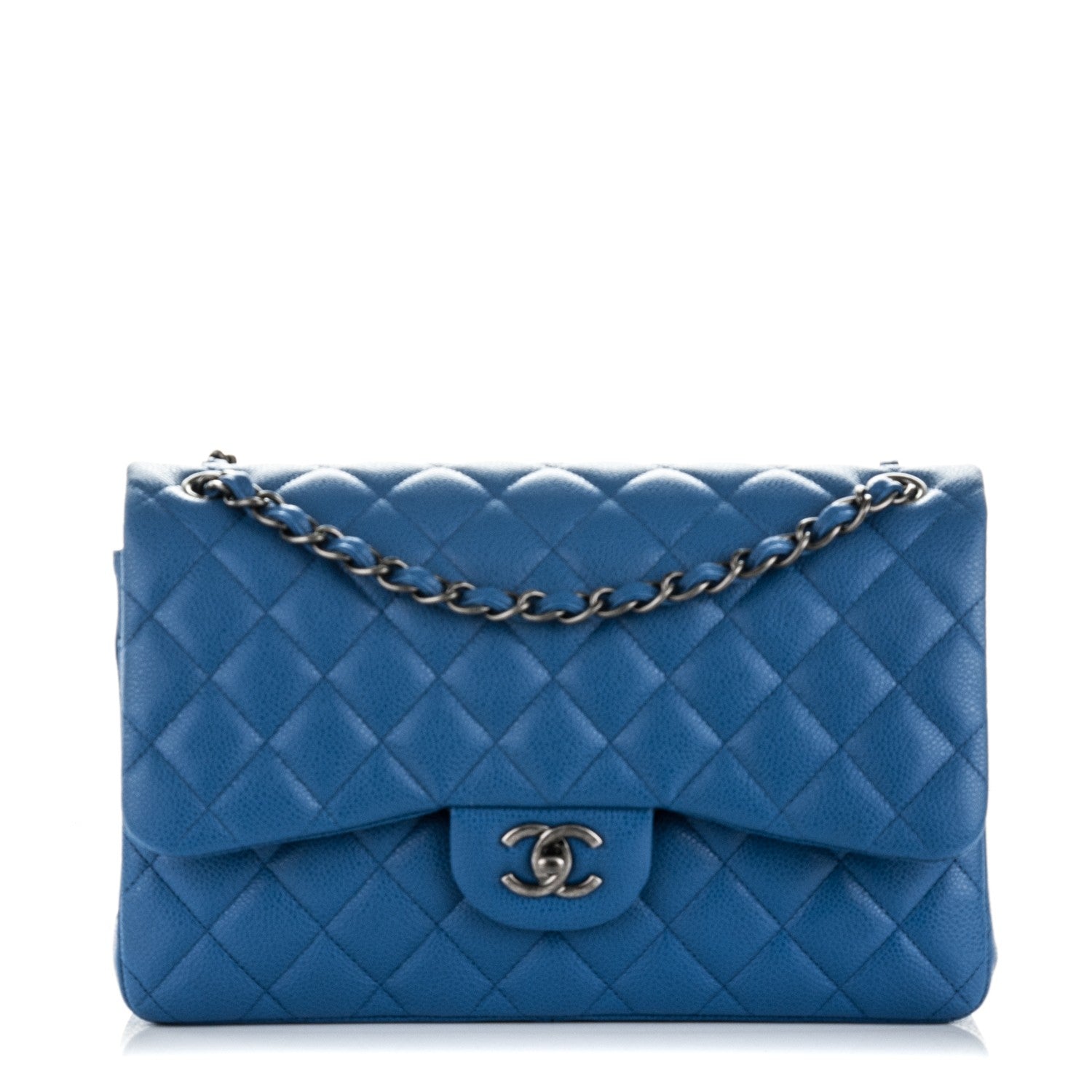 Chanel Caviar Quilted Jumbo Double Flap Blue 1 of 8
