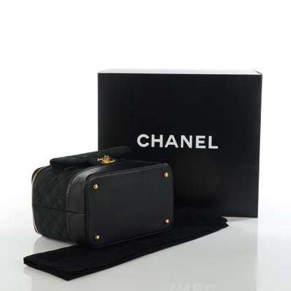 Chanel Iridescent Grained Calfskin Quilted Globe Trotter Vanity Case Black 4 of 8