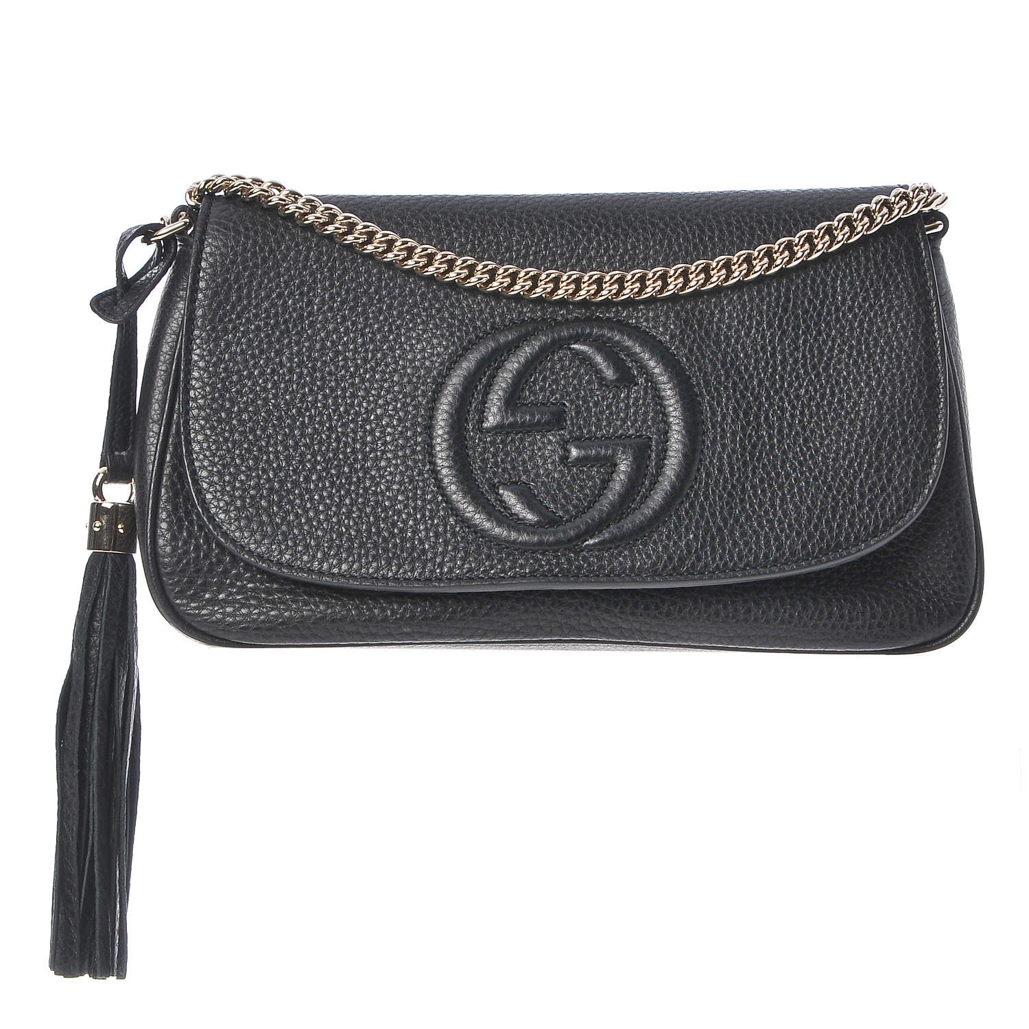 Gucci Pebbled Calfskin Medium Soho Flap Crossbody Black 1 of 7
