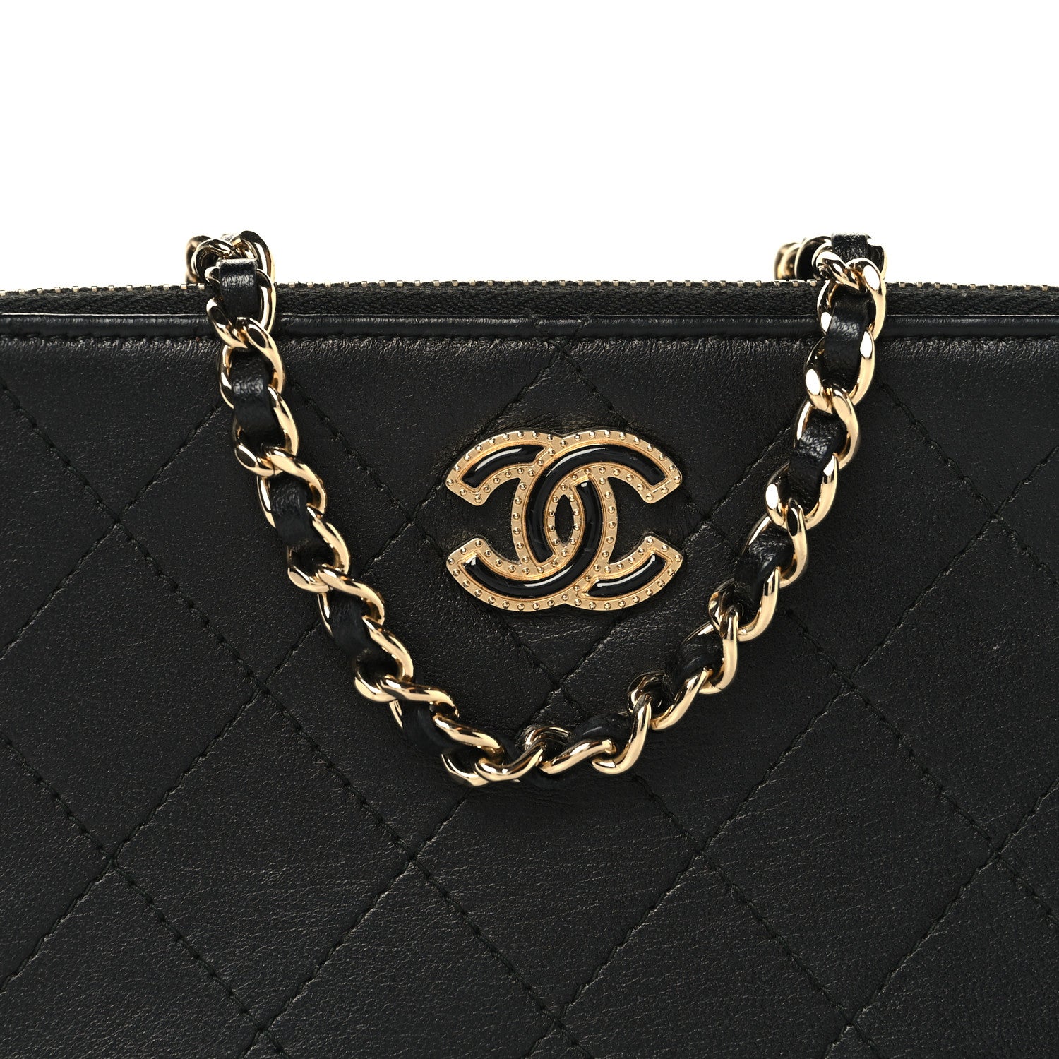 Chanel Goatskin Enamel Quilted Small Clutch With Chain Black 10 of 12