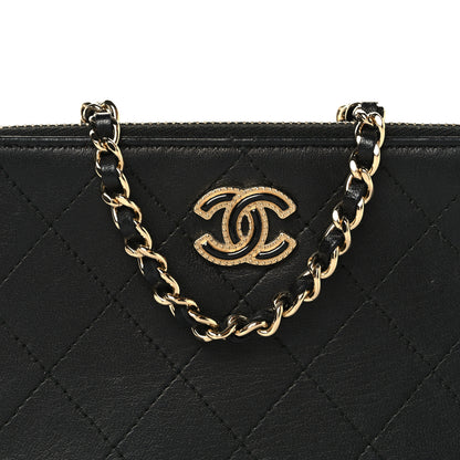 Chanel Goatskin Enamel Quilted Small Clutch With Chain Black 10 of 12