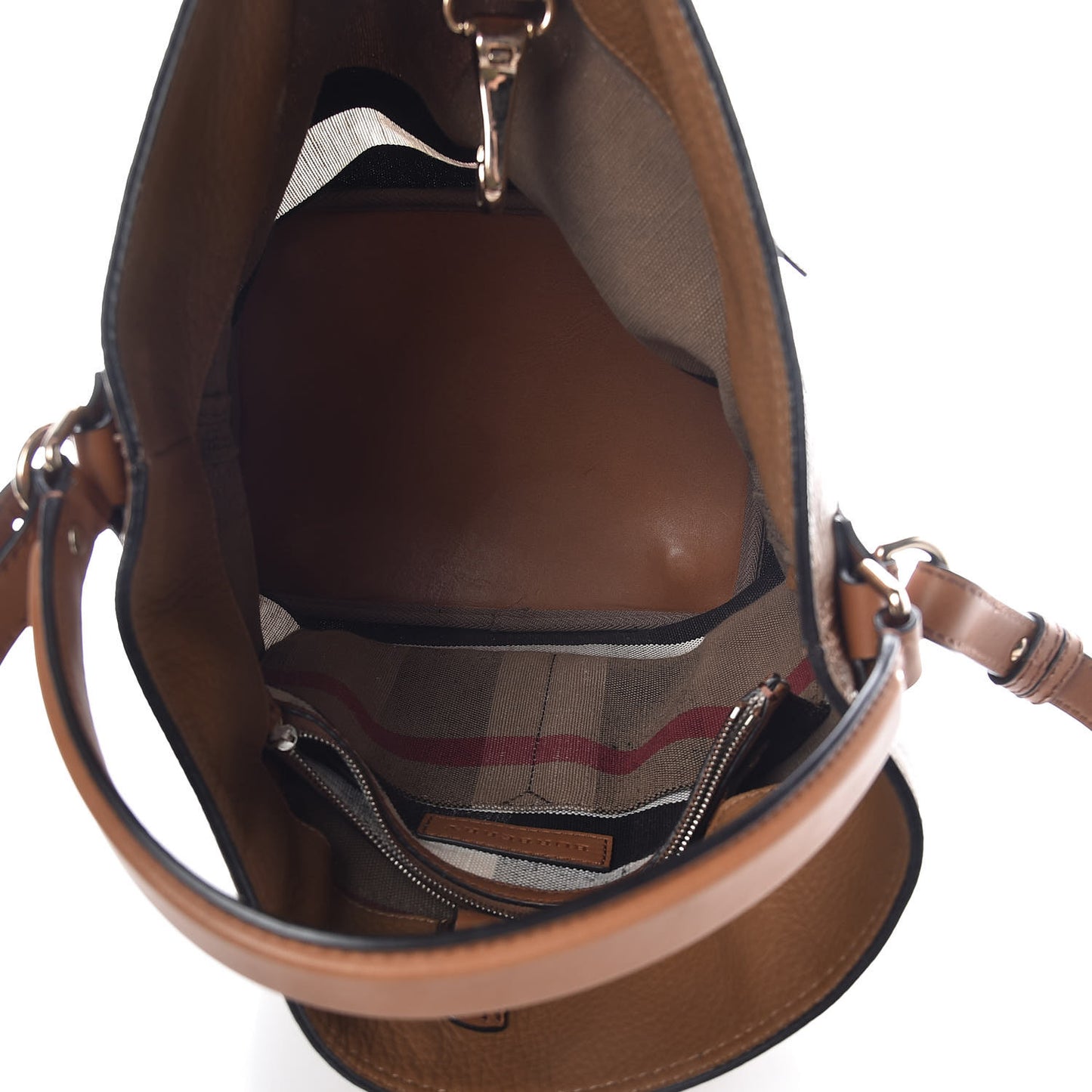 Grainy Calfskin Canvas Mega Check Medium Ashby Tassel Hobo Saddle Brown