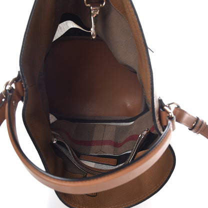 Burberry Grainy Calfskin Canvas Mega Check Medium Ashby Tassel Hobo Saddle Brown 5 of 14
