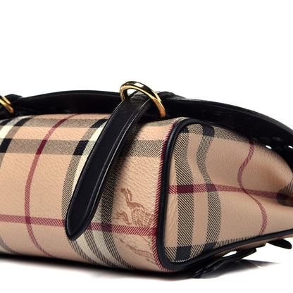 Burberry Perforated Calfskin Haymarket Check Baby Bridle Crossbody Black 9 of 9