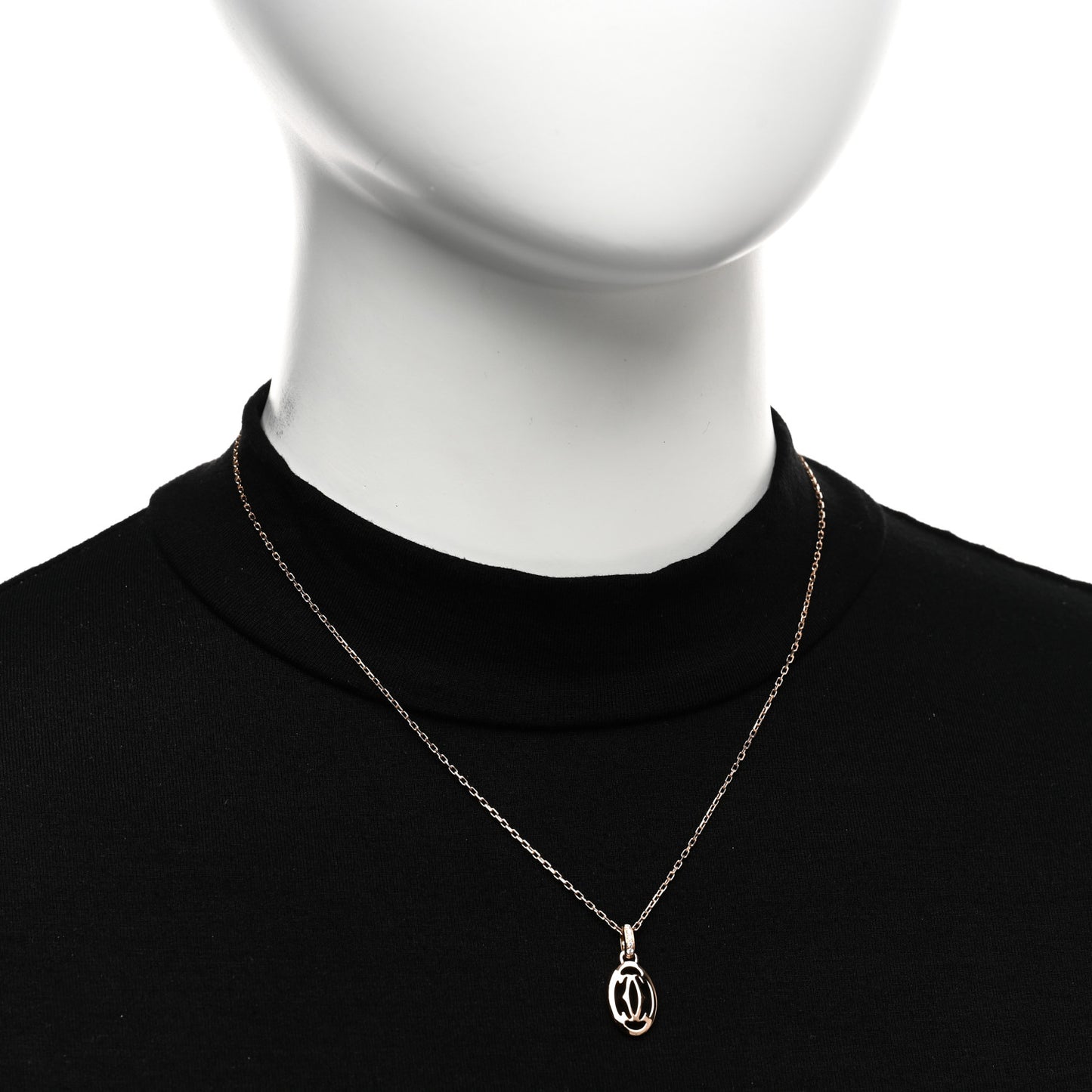 18K Pink Gold Diamond Logo Pendant Necklace
