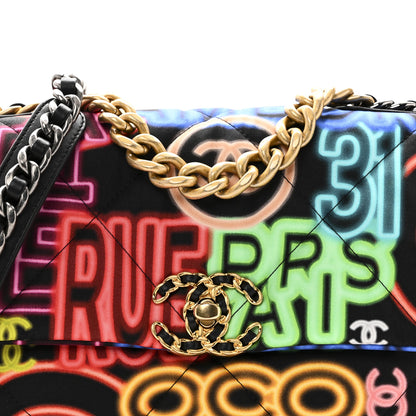 Chanel Fabric Printed Medium Chanel 19 Flap Black Multicolor 8 of 11