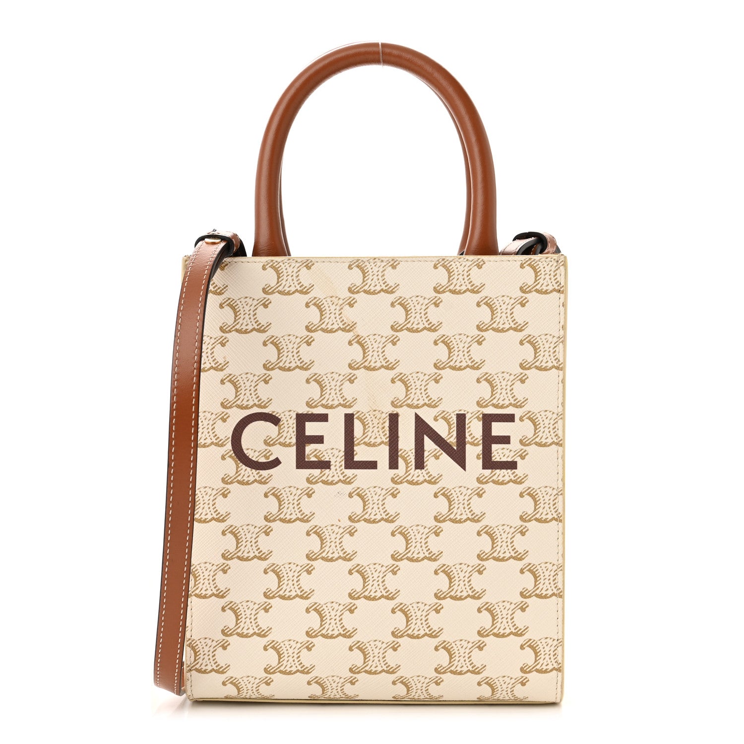 Celine Triomphe Canvas Calfskin Mini Vertical Cabas White 1 of 8