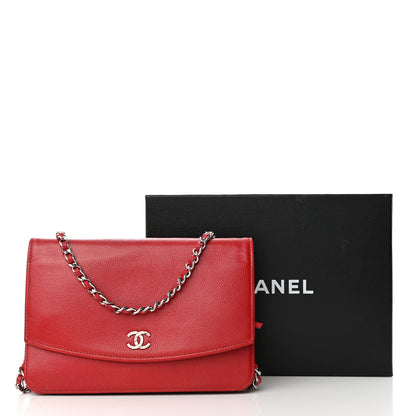 Chanel Caviar Sevruga Wallet on Chain WOC Red 15 of 15