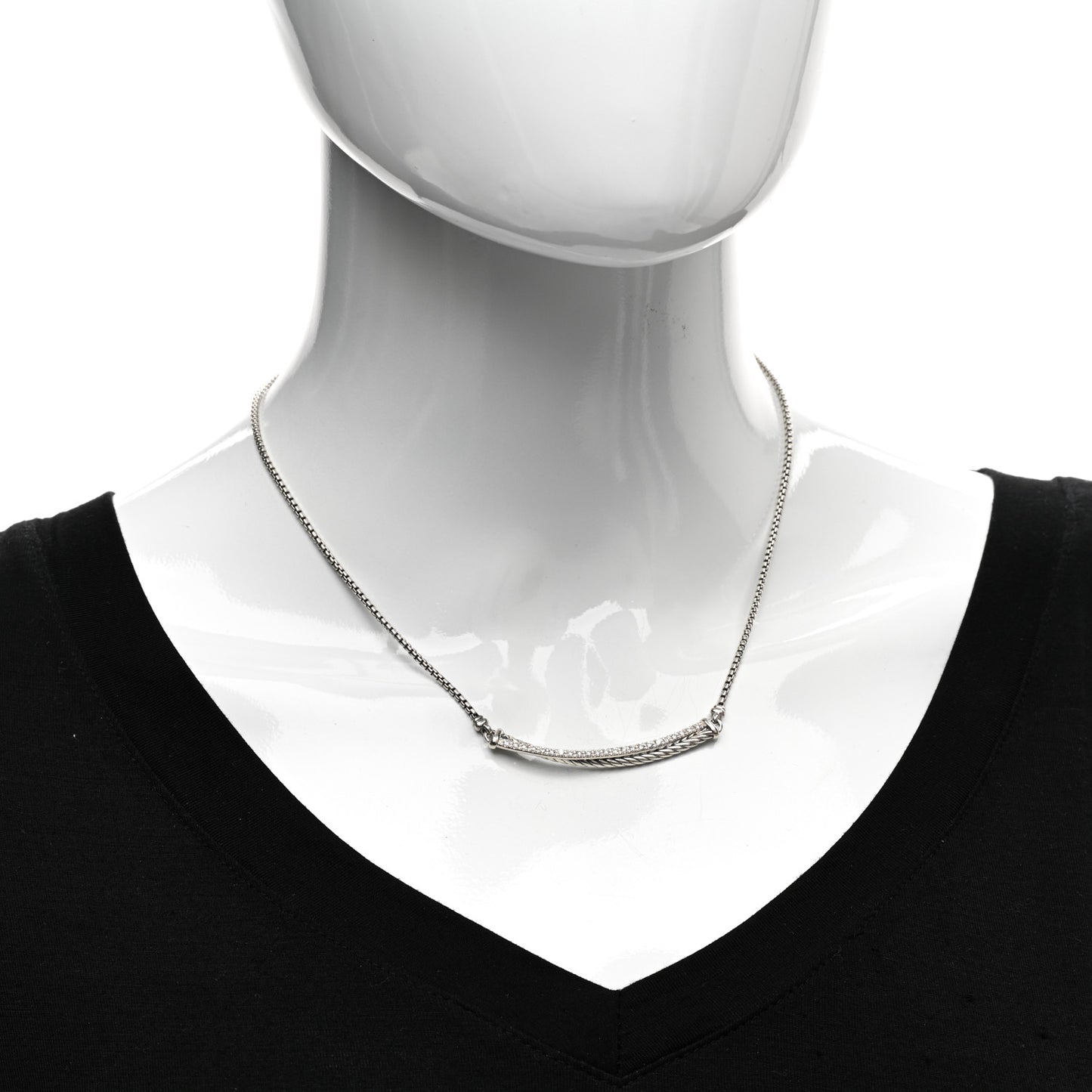 Sterling Silver Diamond Crossover Bar Necklace