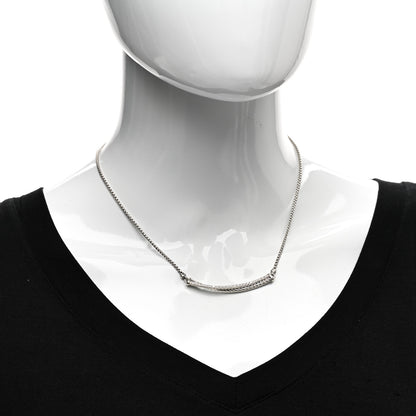 David Yurman Sterling Silver Diamond Crossover Bar Necklace 2 of 5
